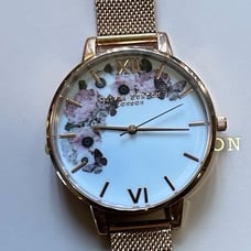 Olivia Burton Signiture Florals Watch With 38mm White Floral Face & MeshBracelet