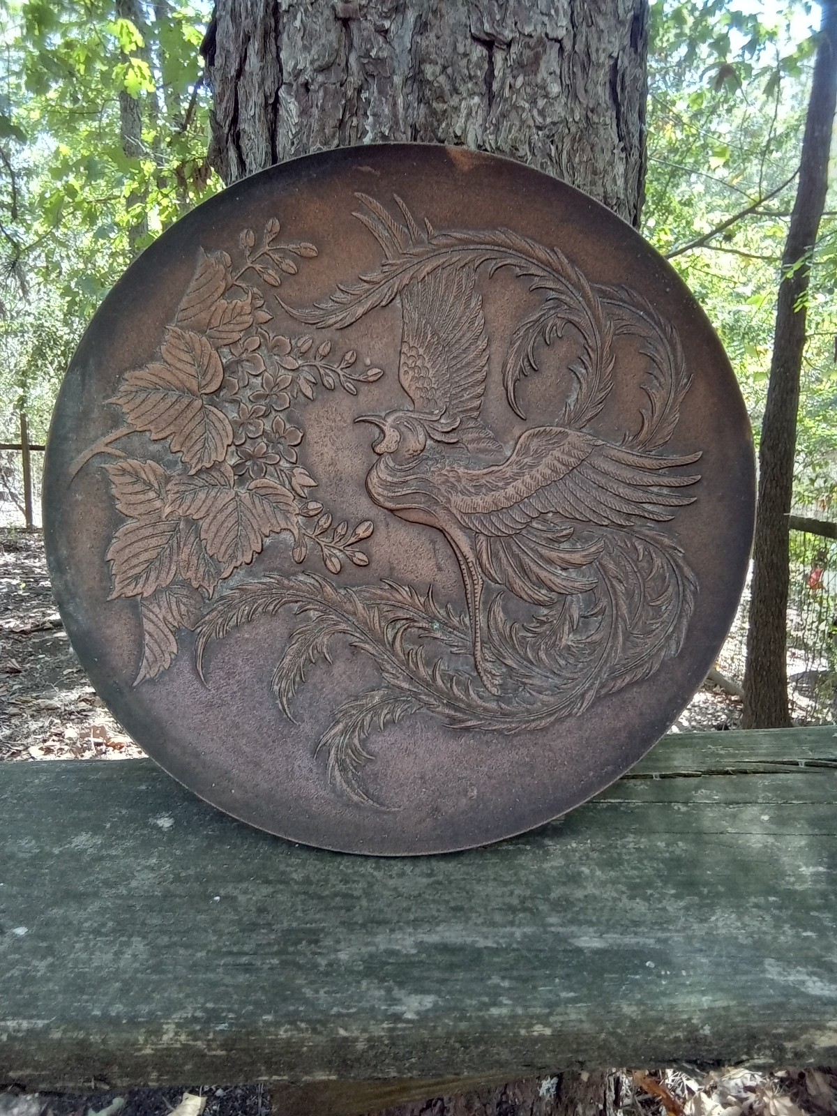Japanese Metal Phoenix Plate