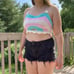 Trans Pride Rainbow Crochet Halter Crop Top