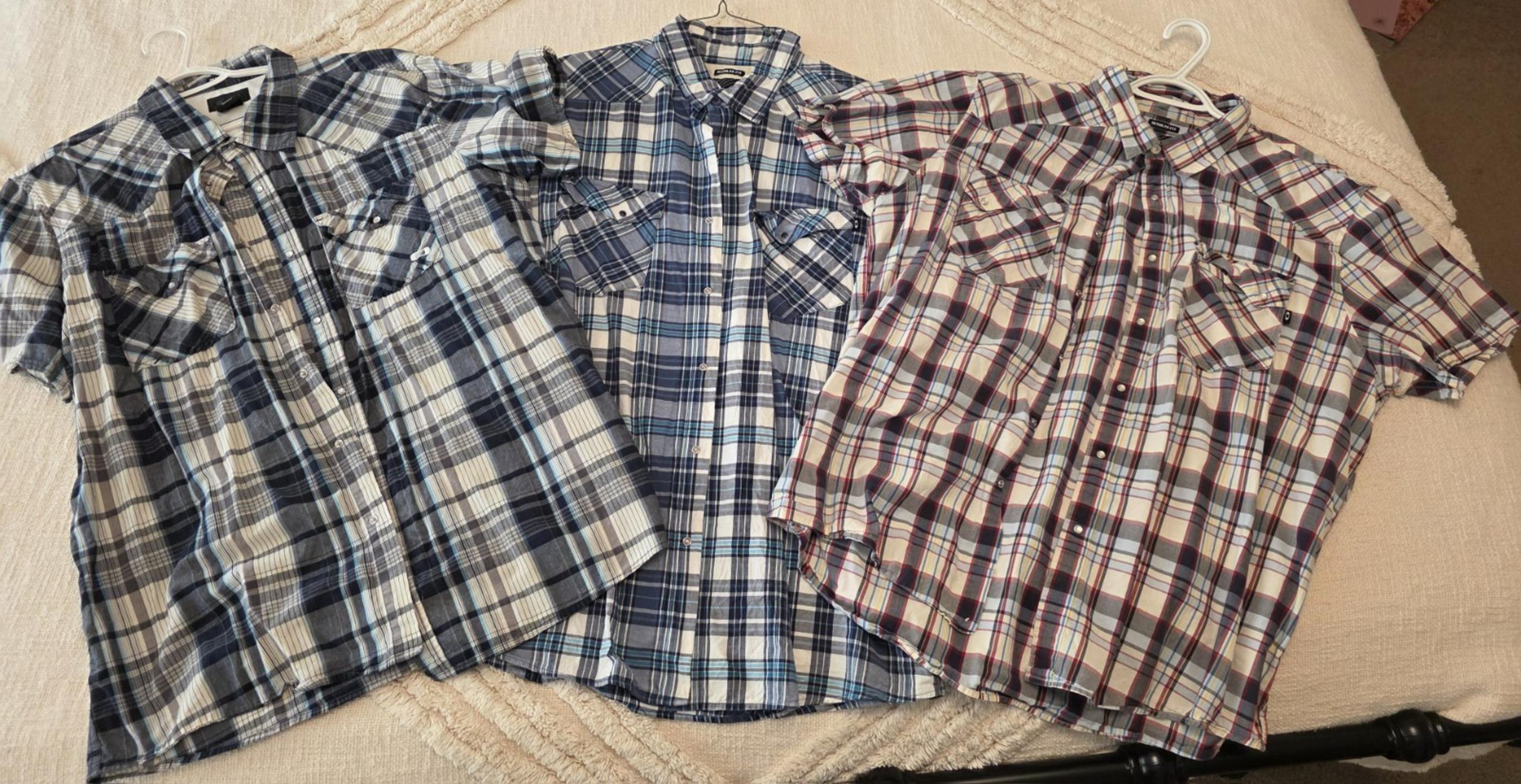 Lot of 3 Oakley Short Sleeve Button Down Shirt Mens Size 2XL Plaid Casual Camp