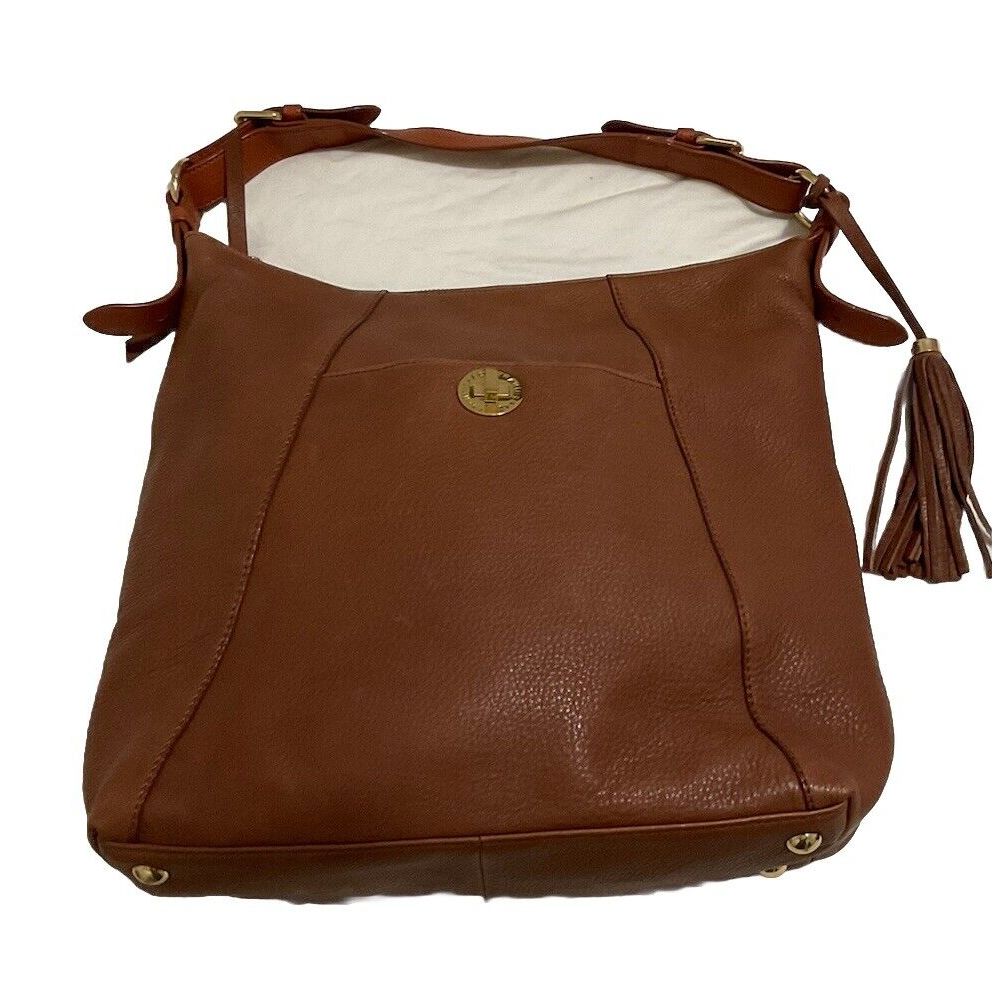 Isaac Mizrahi Bridgehampton Brown Pebbled Leather Hobo Shoulder Handbag Purse
