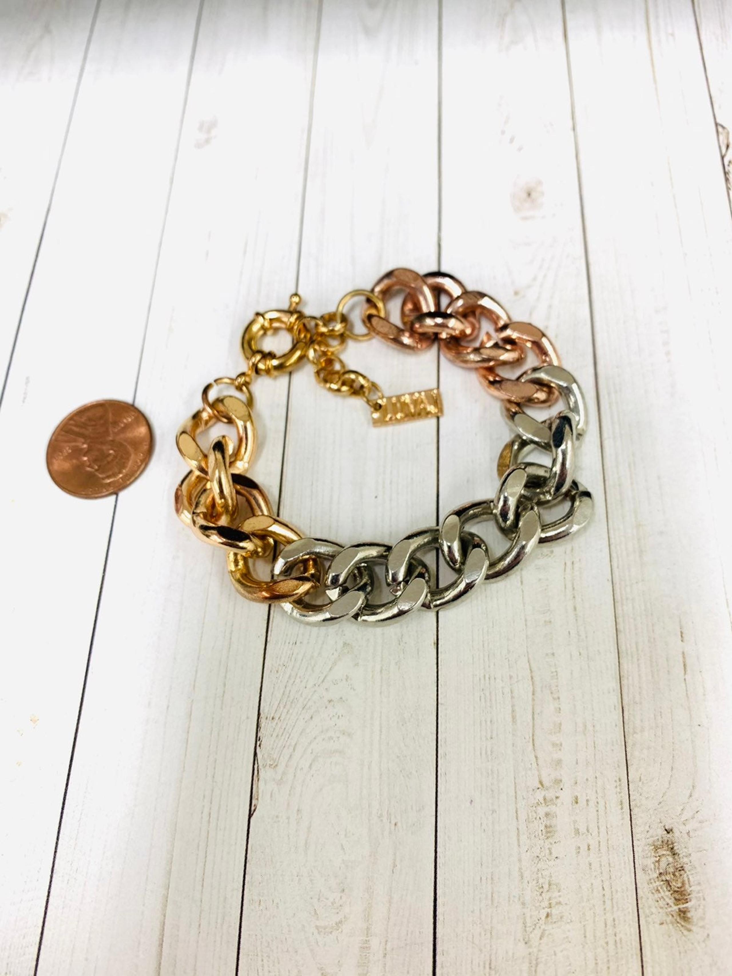 Luv AJ Mixed Metal Curb Link Bracelet