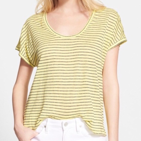 Joie Yellow Striped Short Sleeve Top