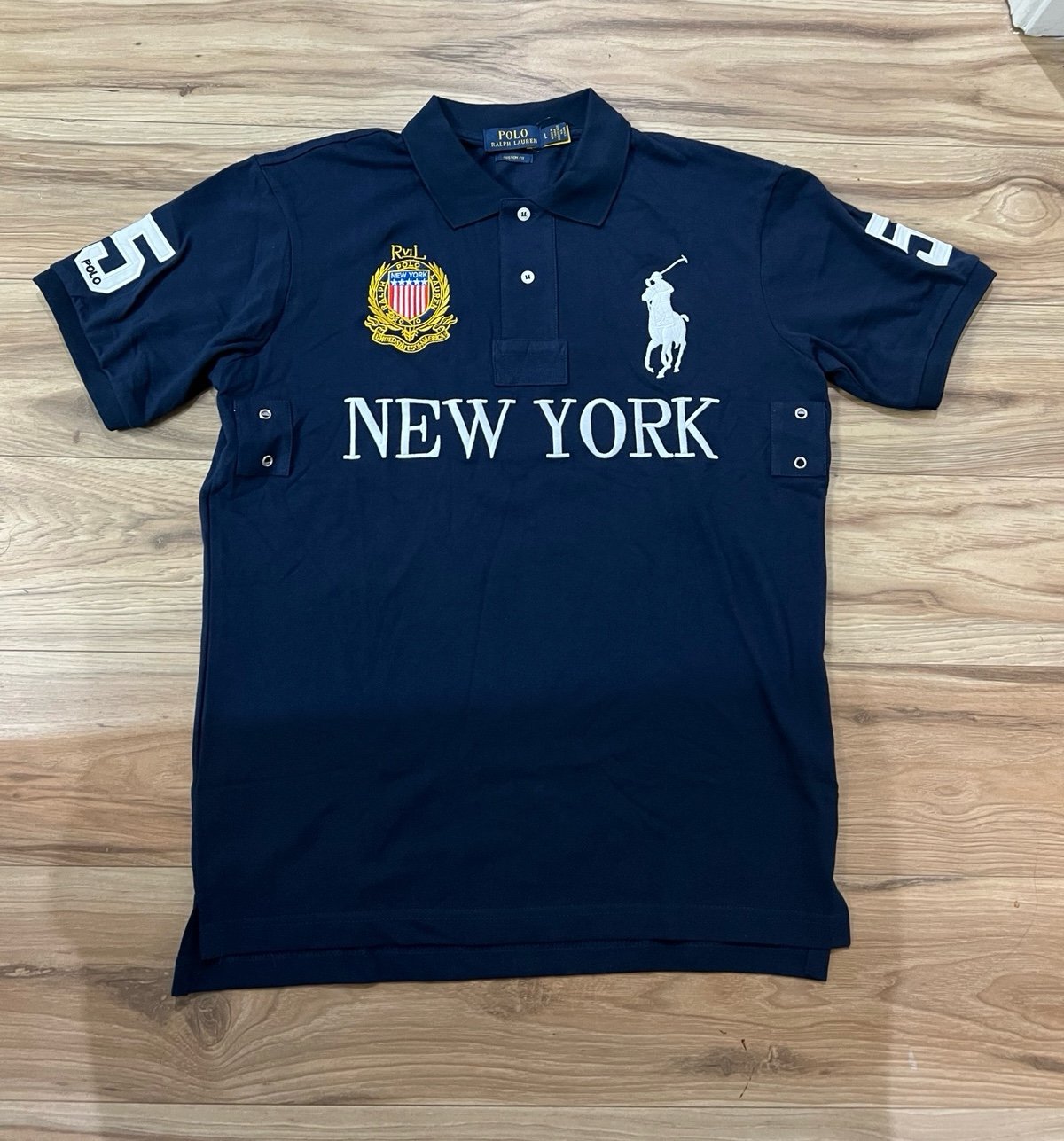 Blue New York Polo Shirt Big Pony Size Large Fits Like a Medium