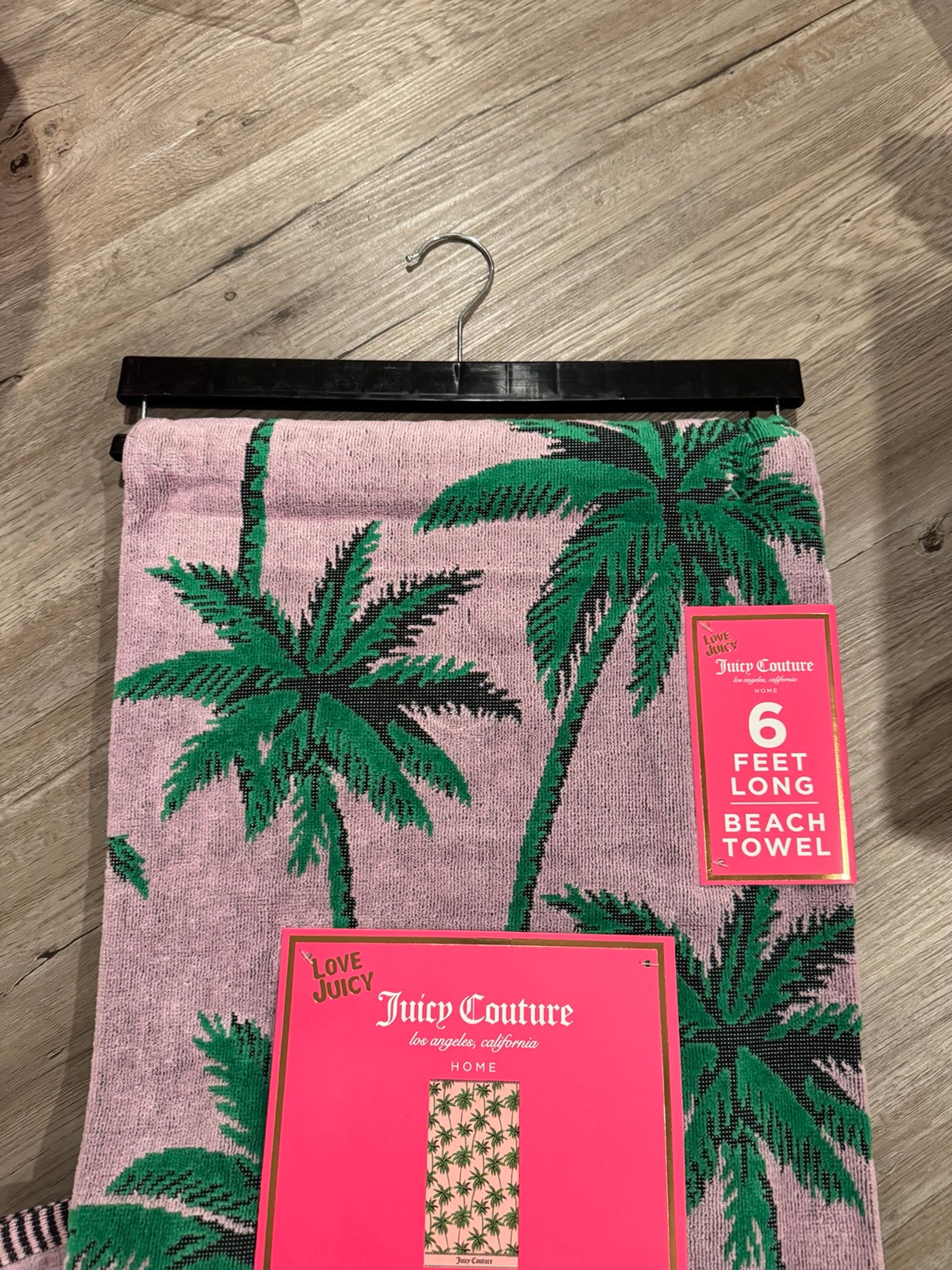 Juicy couture pink palm tree large beach towel new