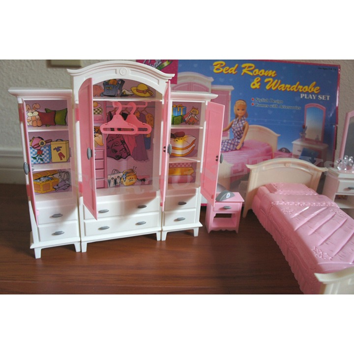 NEW GLORIA DOLL HOUSE FURNITURE BEDROOM & WARDROBE PLAYSET (24014)