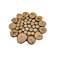 Handmade Wood Log Stick Cross Sectional 6.5 Round Trivet Coaster