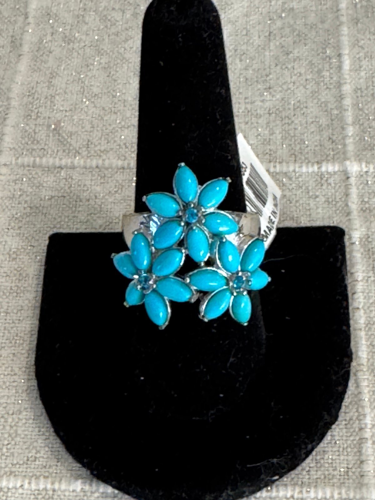 Sleeping beauty turquoise neon apatite 925 sterling silver ring, size 8