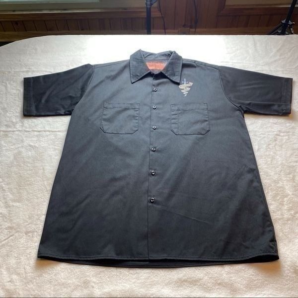 Orange County Chopper Black Short Sleeve Button Down Shirt Size Large