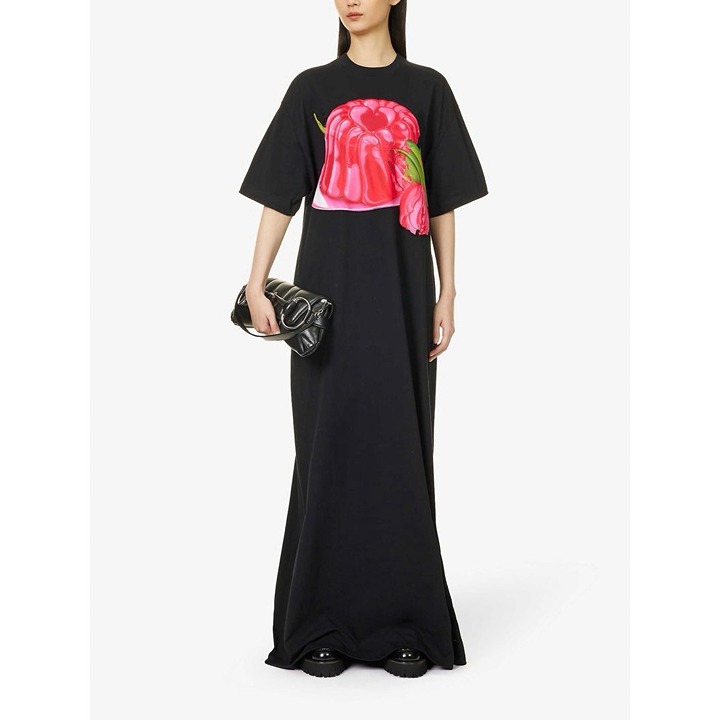 NWT GUCCI Jelly And Rose-Print Cotton-Jersey T-Shirt Maxi