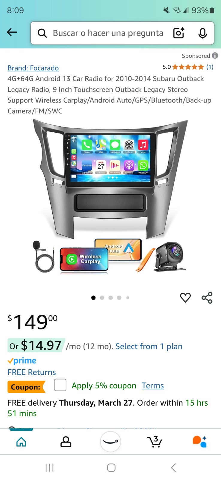 4G+64G Android 13 Car Radio for 2010-2014 Subaru Outback Legacy Radio 9 Inch To