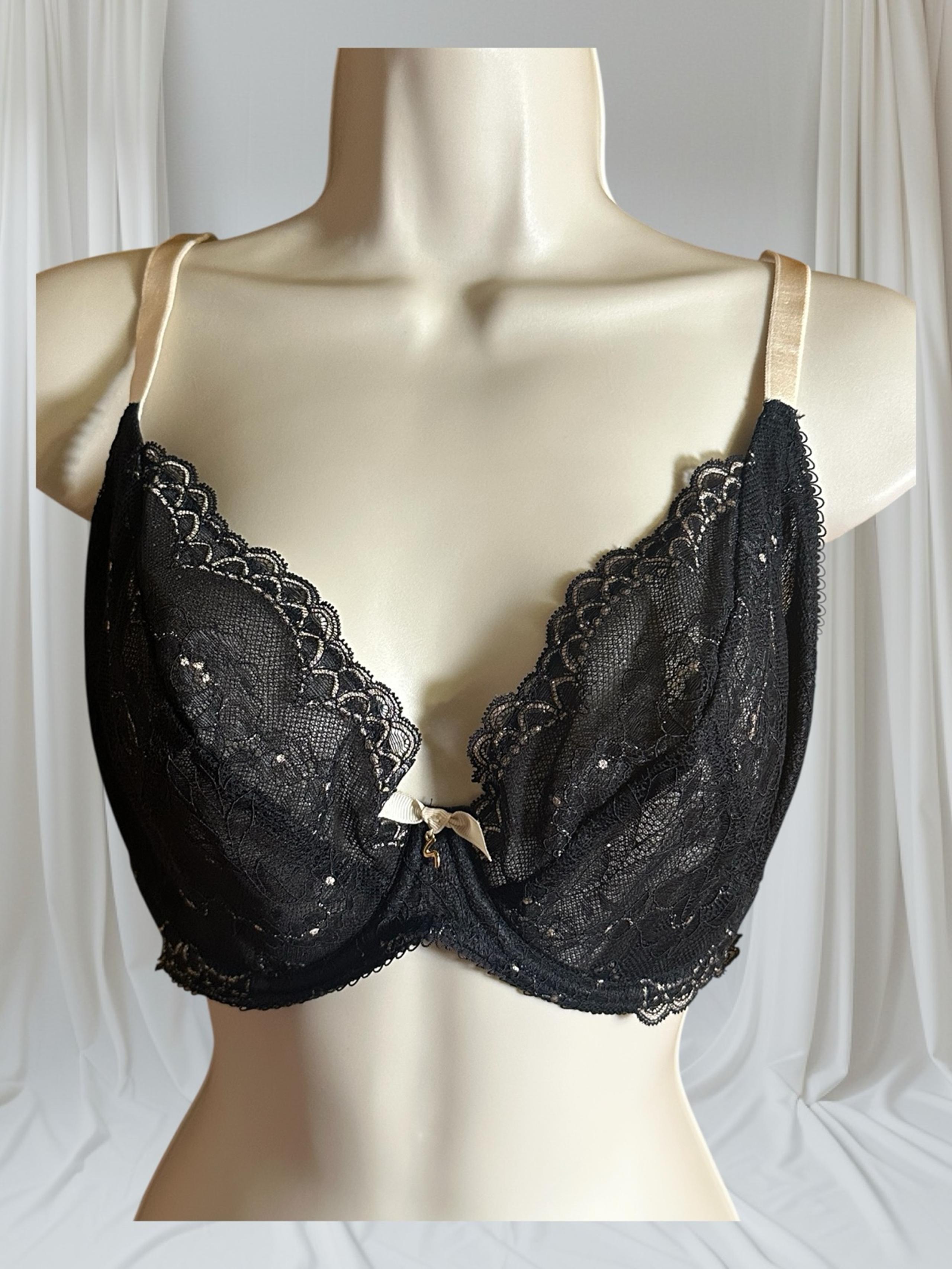 Gossard 32H Bra Black Superboost Lace Non Padded Plunge Underwire 7725