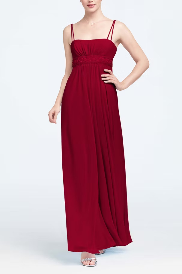 Davids Bridal Size 12 Red Long Dress Style# F12495 and Shawl