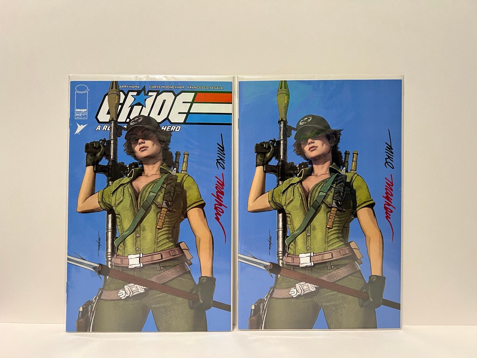 G.I. JOE: A REAL AMERICAN HERO #303 Mike Mayhew Variant Double Name Sig w/COA