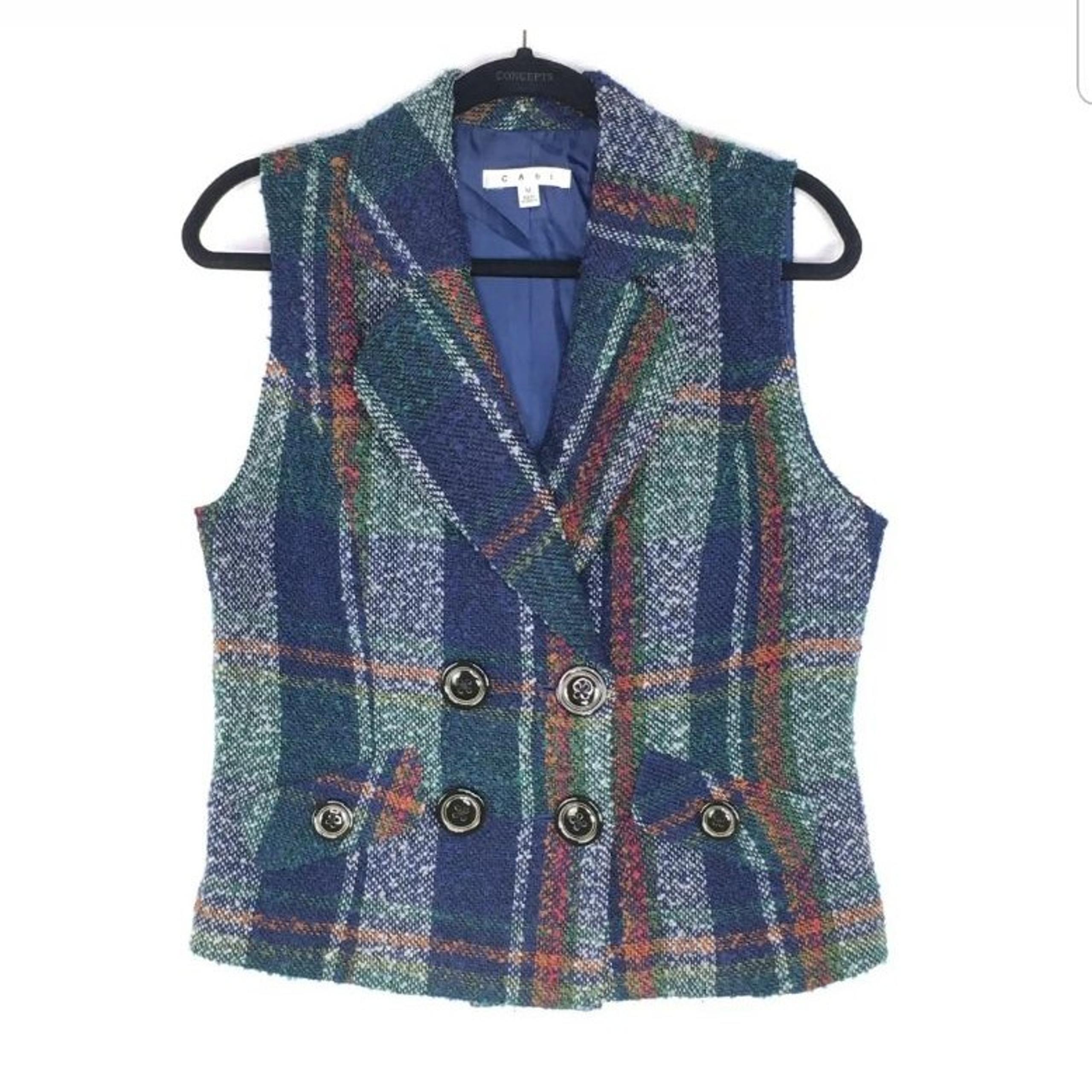 Cabi Women Plaid Vest Multi Color sz M