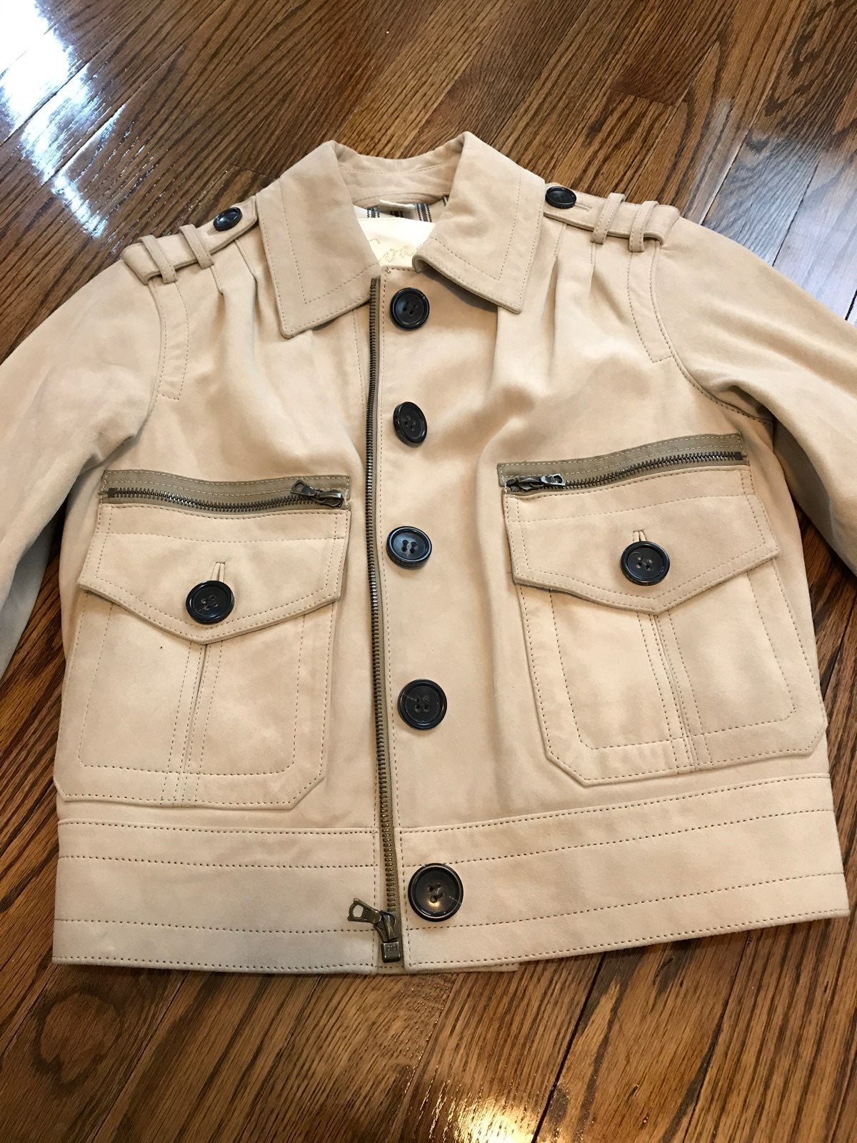 Coach Camel Suede Leather Moto Jacket