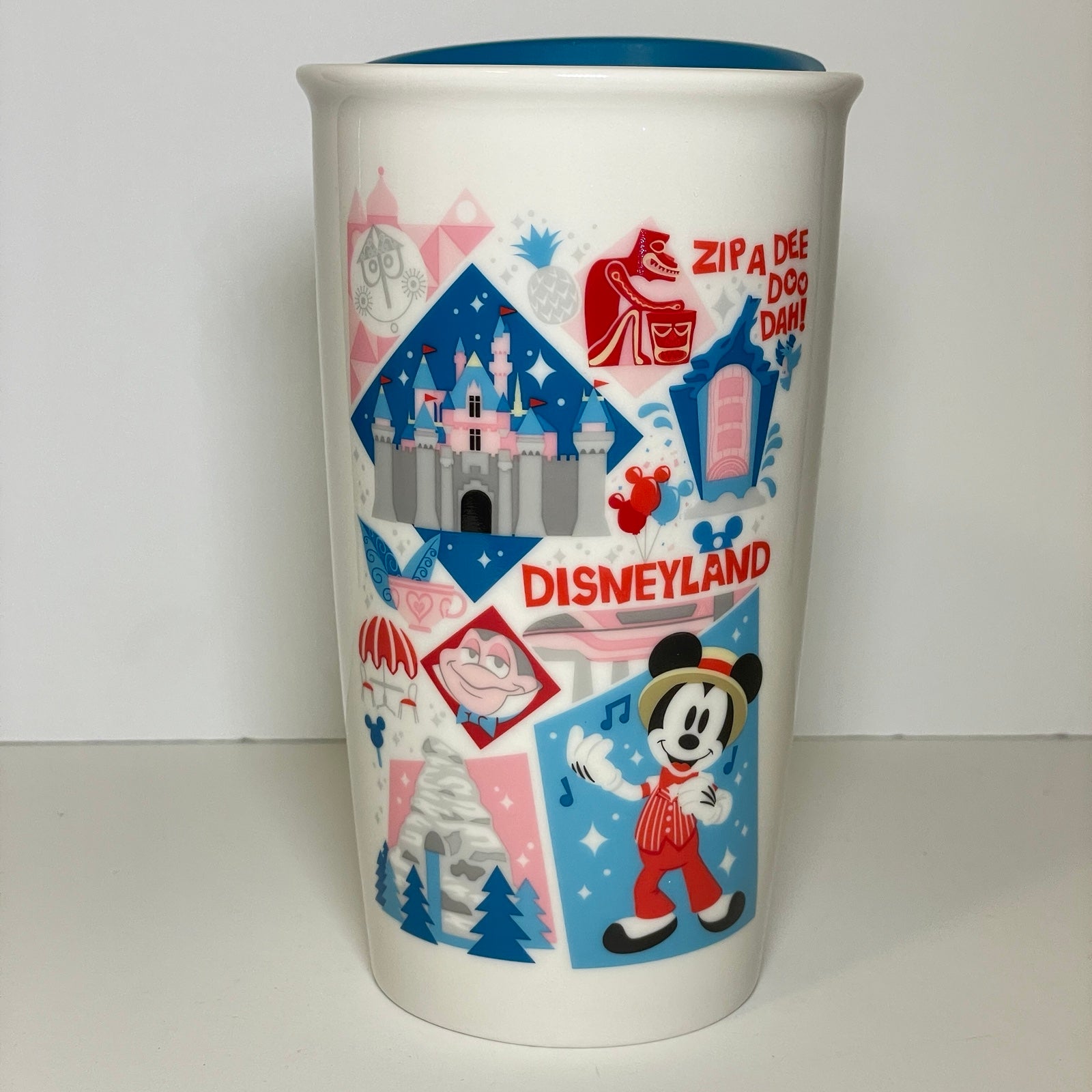 Disney Starbucks Disneyland Ceramic Coffee Tumbler Travel Mug New