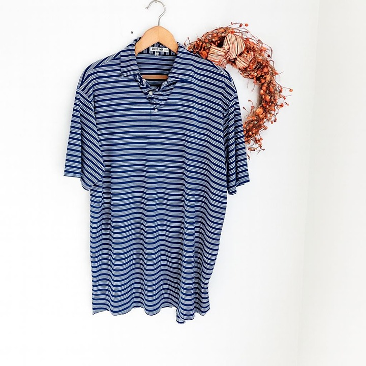 Peter Millar Summer Comfort Men's Polo Collared Shirt XTRA-LARGE Navy White