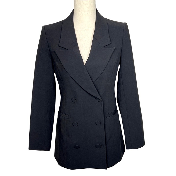 GOOD AMERICAN Vent Back Executive Double Breasted Blazer Black Sz S #GJK0032NA
