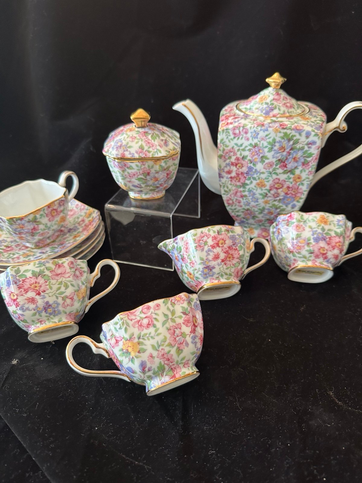 Royal Cotswolds chintz by Godinger tea set for 4