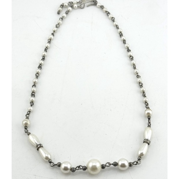 Vintage faux pearl rhinestone collar necklace