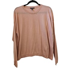 Eileen Fisher Pink Featherweight Crew Neck Long Sleeve Pullover Sweater Size L