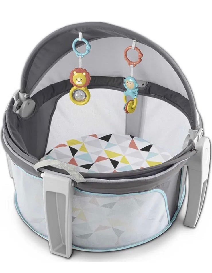 Fisher-Price On-The-Go Baby Dome, Windmill -Grey/Blue/Yellow/White, Portable