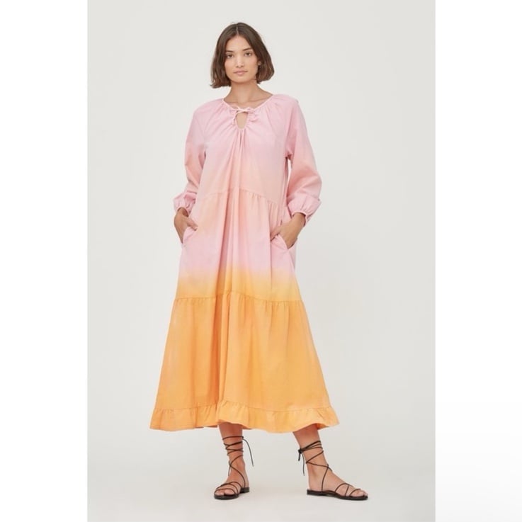 LACAUSA Berkeley Dress In Creamsicle Cotton Boho Size XS