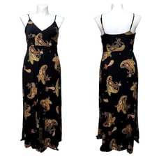 Vince Camuto XL Black Paisley Spice Printed Boho Spaghetti Strap Maxi Dress