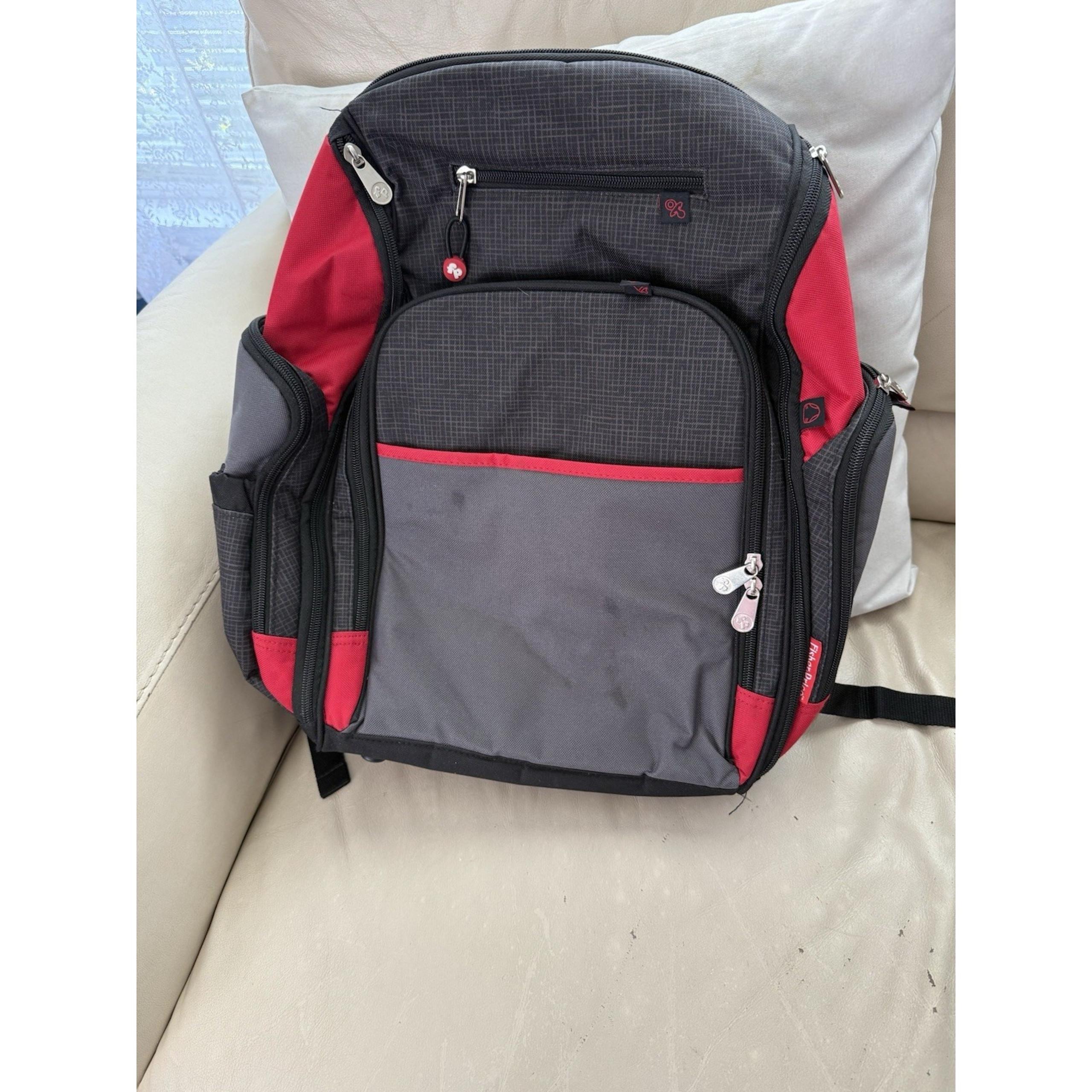 Fisher-Price Deluxe FastFinder Backpack Diaper Bag in Black and Red