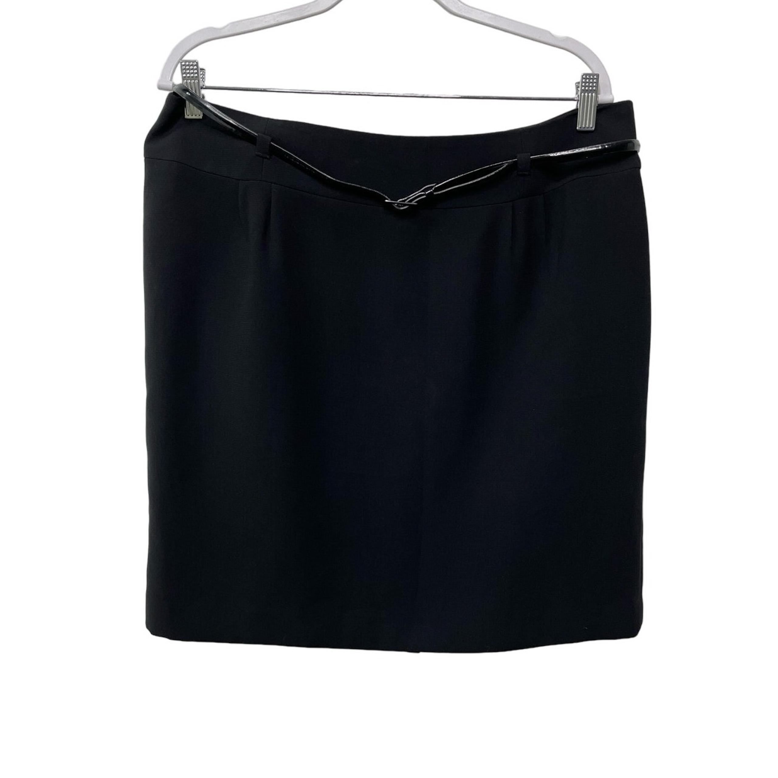 Tahari Arthur S. Levine Belted Mini Pencil Skirt Full Lined Black Petite 16 P
