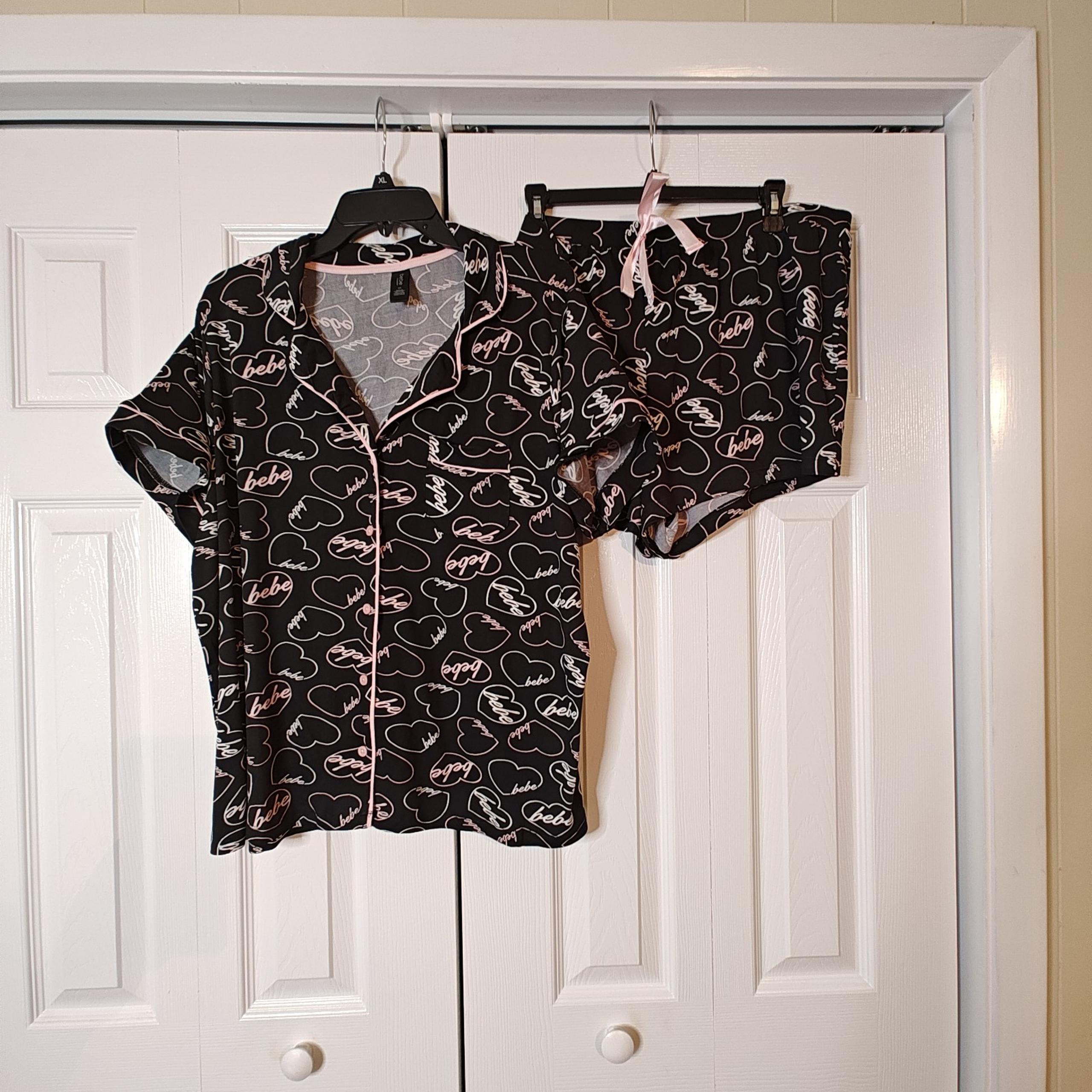 Chic Womens Bebe Black, Pink & White Pajama Set. Sz 3x Super Soft. EUC