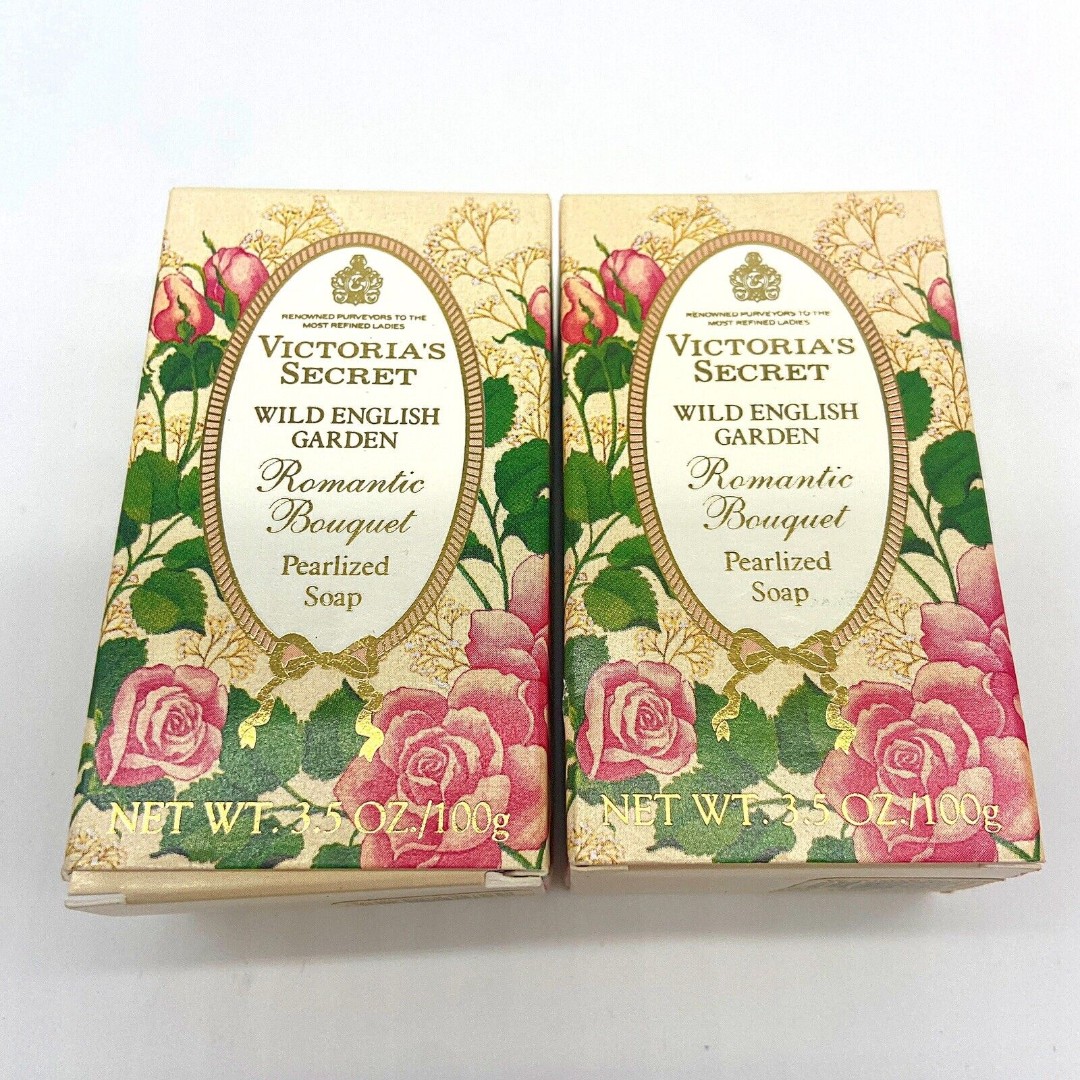 Vtg (2) Victoria's Secret Wild English Garden~Romantic Boutique~soap bar 3.5 oz