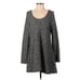 Soft Surroundings Ribbed Loose Fit Gray Tunic Sweater Assymetric Hem Sz Medium