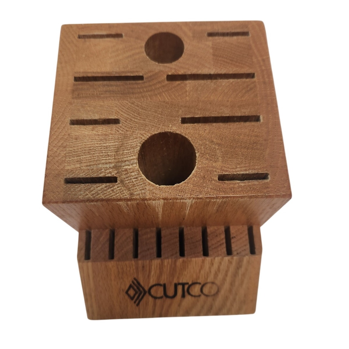 Cutco Knife Block 18 Slot Solid Wood Honey Oak Finish Made In USA