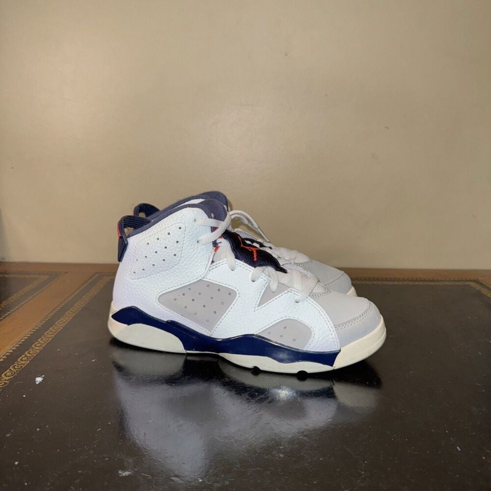 Nike Air Jordan 6 Retro Tinker White Grey Blue 384666-104 Ps Preschool Size 2.5Y