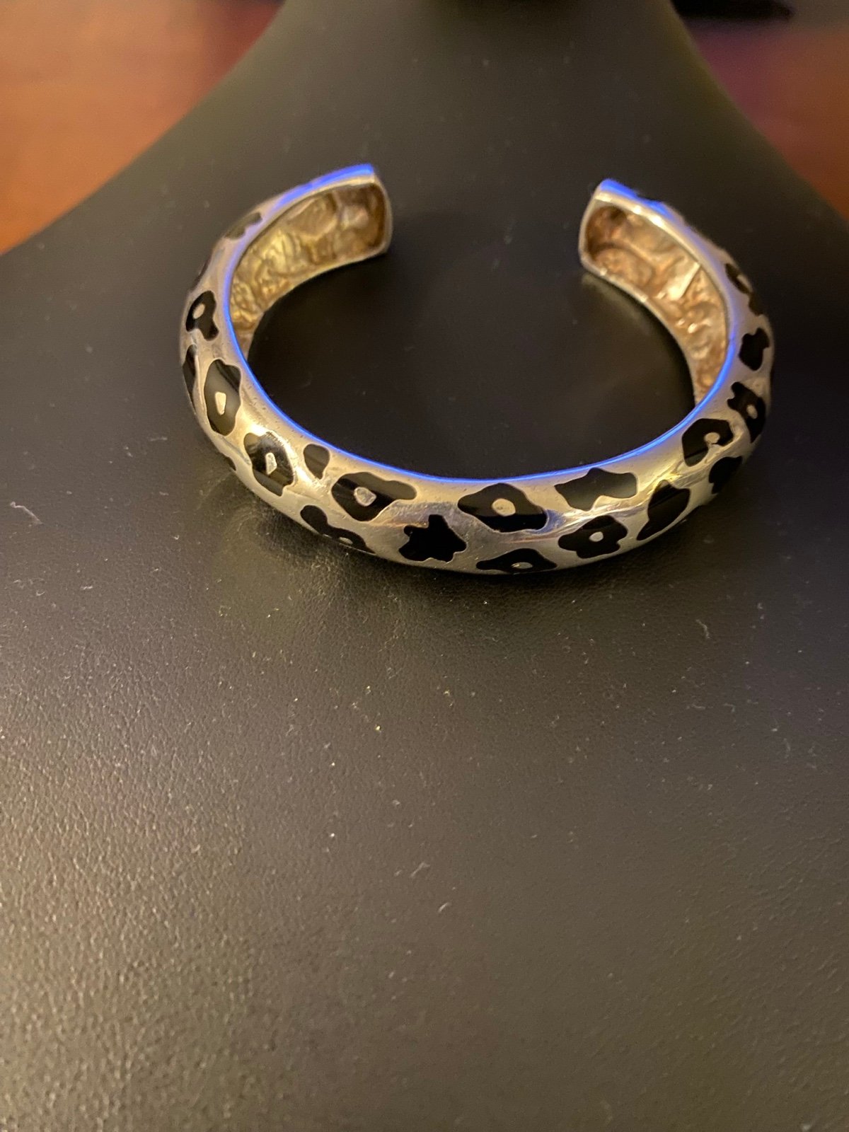 Vintage Sterling Cuff Bracelet- Leopard Print