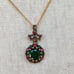 Vintage sterling 4.3carats green emerald, rubies and diamond pendant