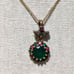 Vintage sterling 4.3carats green emerald, rubies and diamond pendant