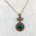 Vintage sterling 4.3carats green emerald, rubies and diamond pendant
