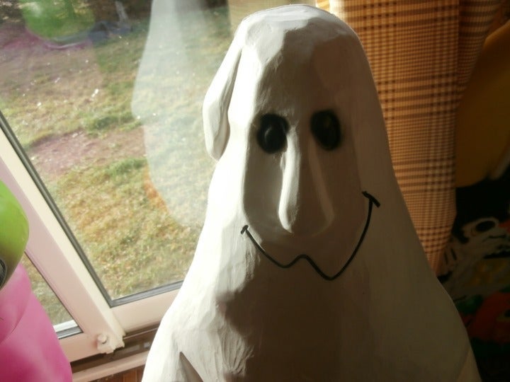 Halloween blow mold ghost with tombstone