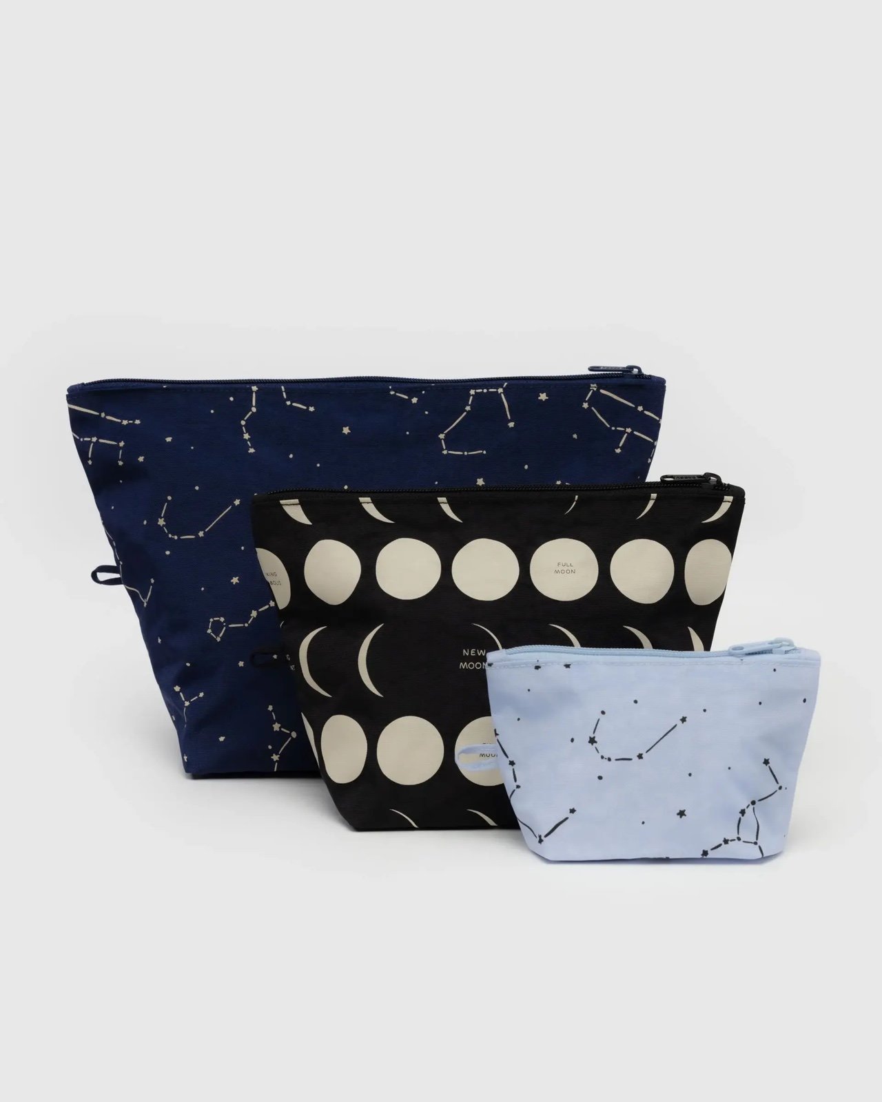 Baggu GO POUCH 3-Piece Set in “Night Sky” - Recycled Nylon Pouches