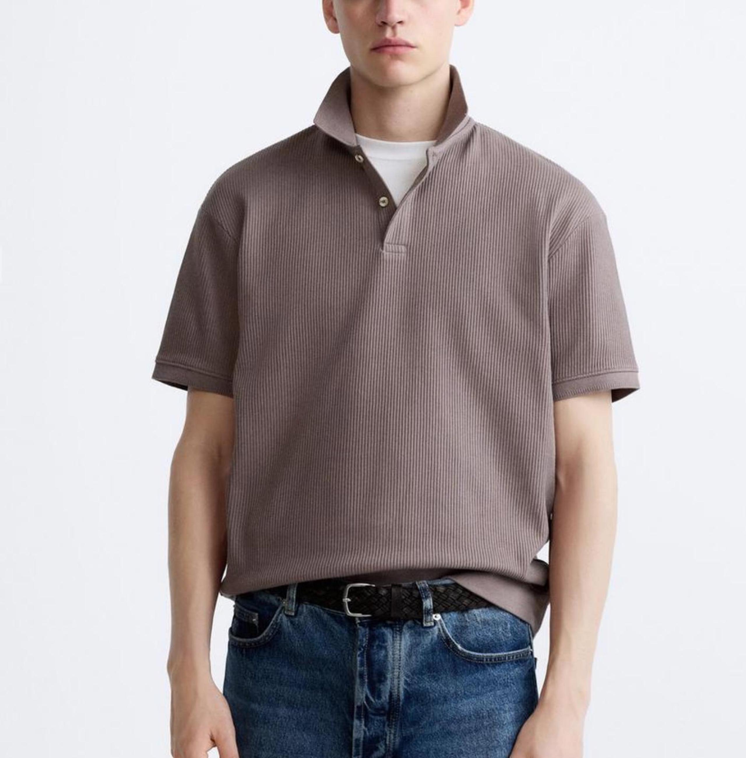 Zara Men Top Modern Polo Textured - Large