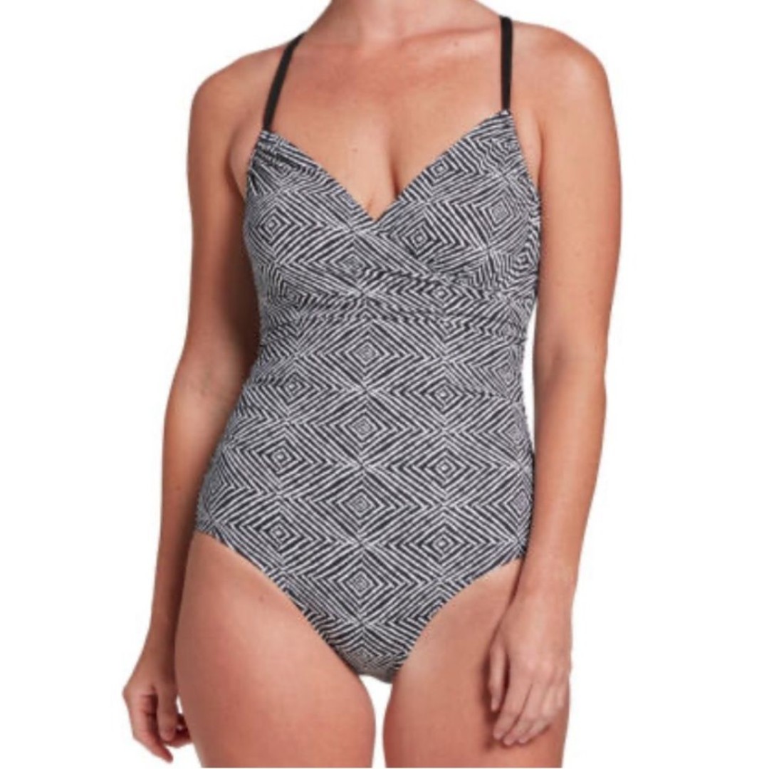 CALIA By Carrie Underwood Women's Ruched Printed One Piece Swimsuit
