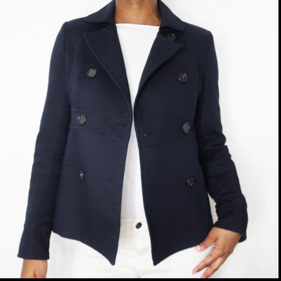 J. Crew Navy Quilted Pea Coat Sz6
