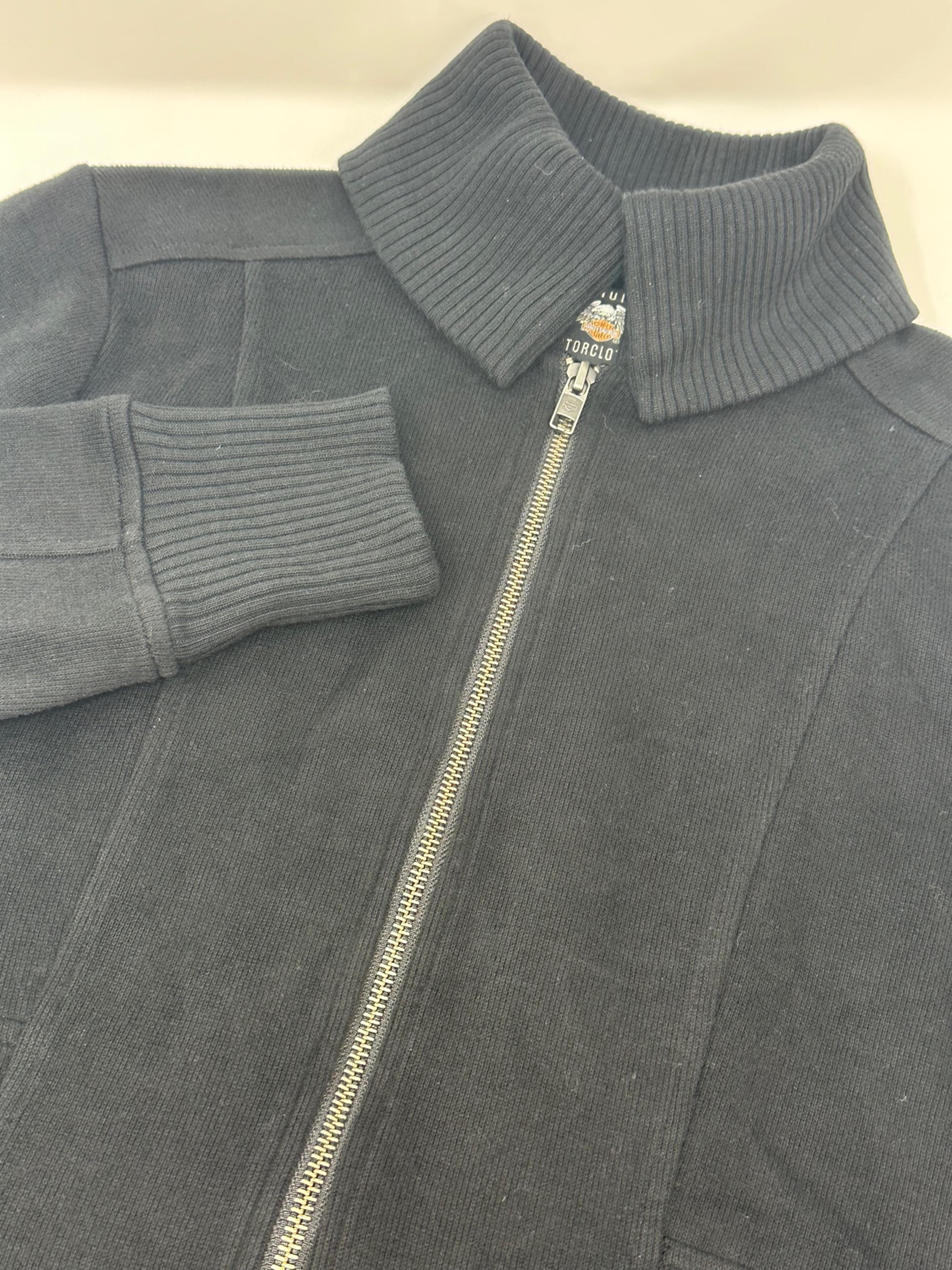 Women's Harley-Davidson Black Knit Full Zip Biker Sweater Embroidered Sz S N7