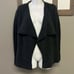LOFT Heather Grey Cascading Open Wool Blend Long Sleeve Cardigan- Med