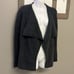 LOFT Heather Grey Cascading Open Wool Blend Long Sleeve Cardigan- Med