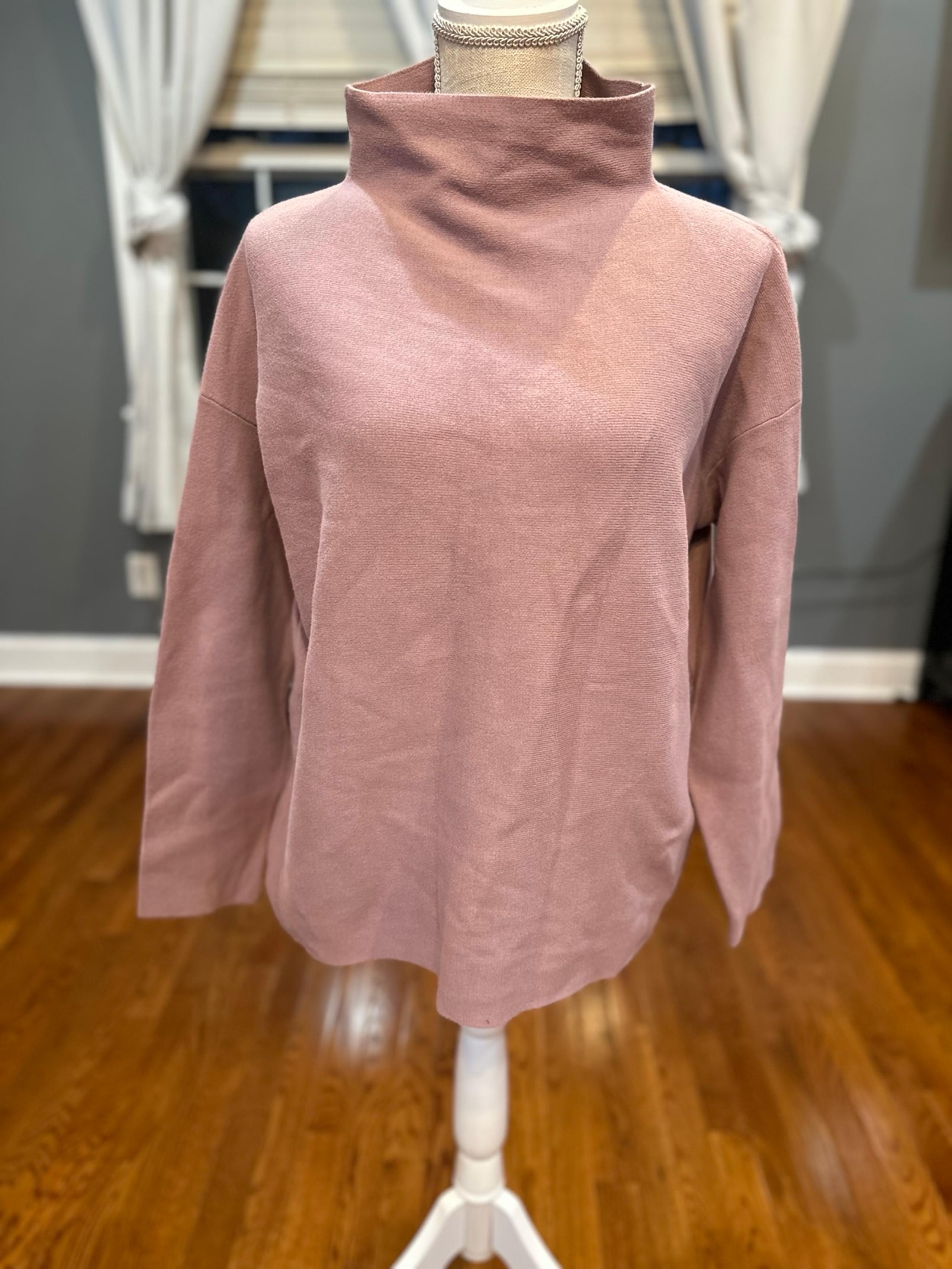 Eileen Fisher mauve mock neck sweater