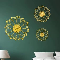 Metal Sunflower Wall Decor 3 Pieces Gold Flowers Metal Wall Art Sunflower.